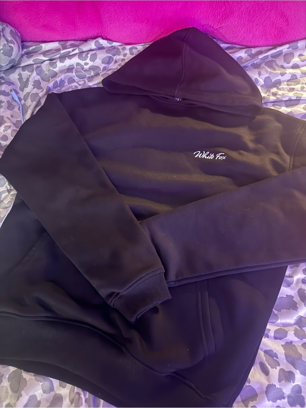 White Fox Black Logo Hoodie new worn once!